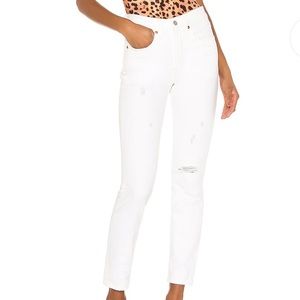 Levi’s 501 Skinny High Rise Distressed White Jeans
